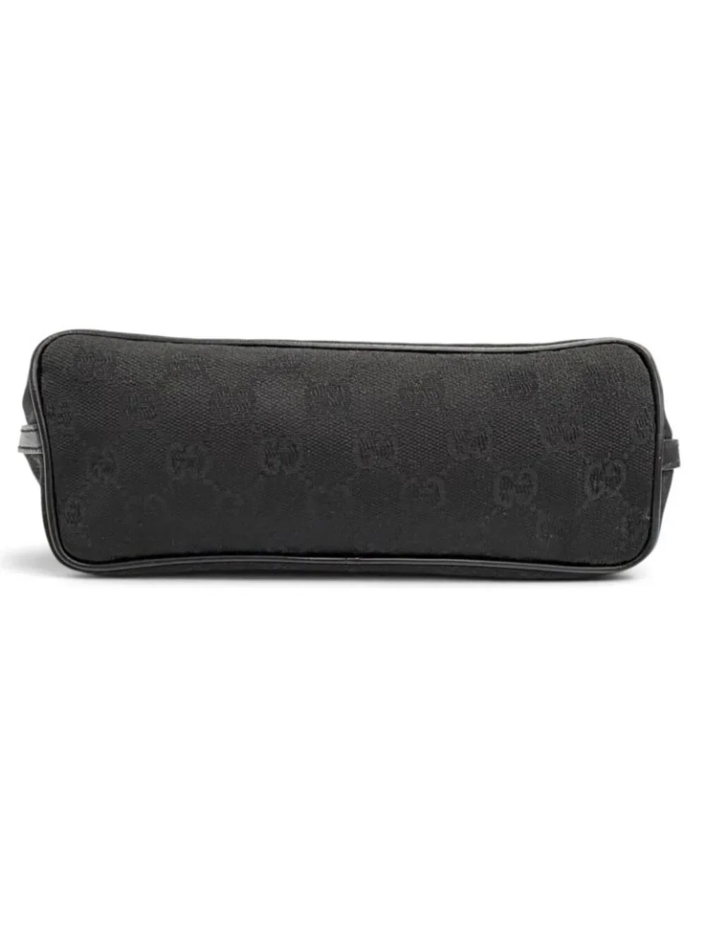 Gucci Vintage GG Canvas Leather Logo Plate Pouch Handbag Black